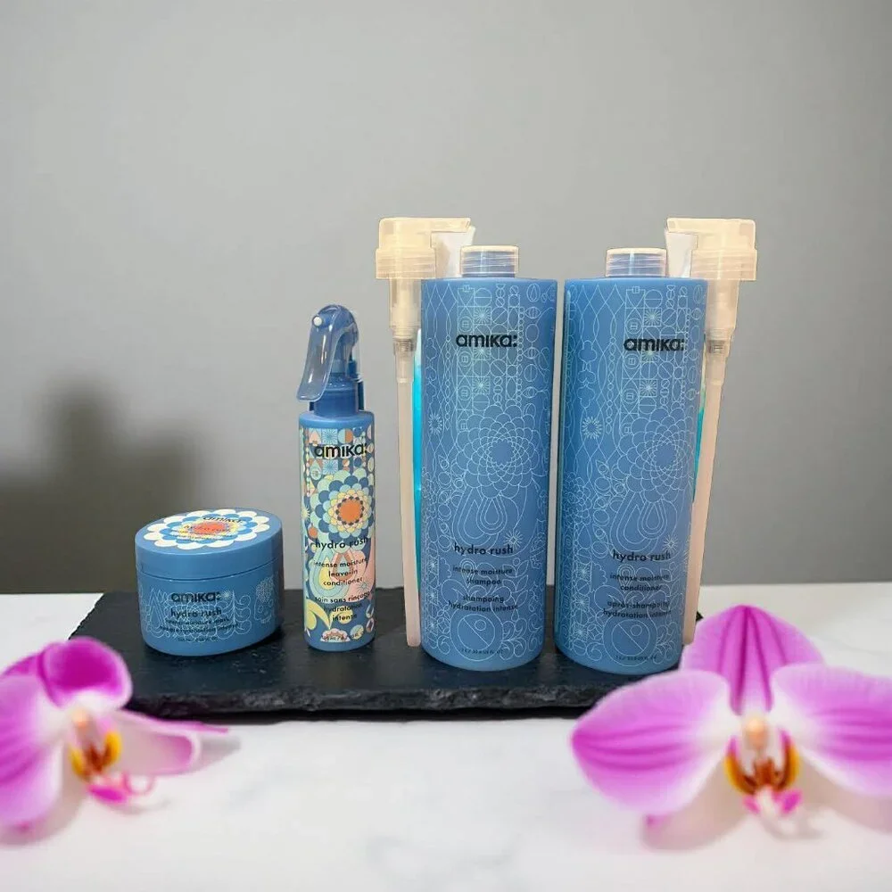 Amika Moisture Minded Hydro Rush Hydration Shampoo Conditioner Mask Leave In